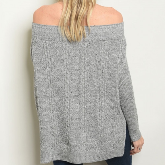 Long sleeve off the shoulder knit sweater. - Picture 2 of 4